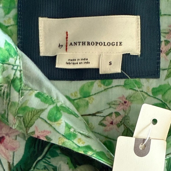 Anthropologie Cotton/Silk Blend Eleanora Maxi Green Jungle Animal Floral Dress S - Picture 9 of 11